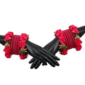 Rani Color Rose Floral Bangles Set: 2.6-0