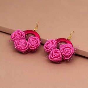 Rani Color Thread Floral Earrings-0