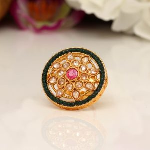 Rani & Green Color Copper Finger Ring-0