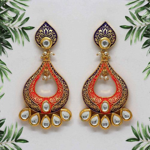 Rani & Purple Color Mint Meena Earrings