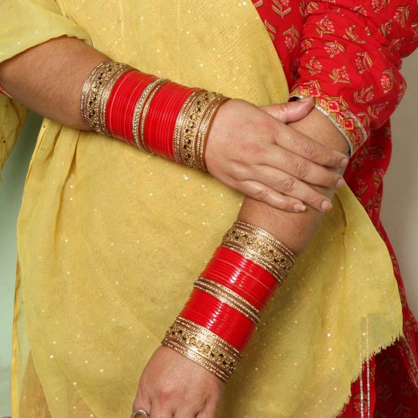 Red Color 1 Set Of Bridal Bangles Size: 2.6-0