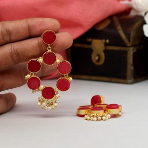 Red Color Amrapali Earrings-0