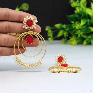 Red Color Amrapali Earrings-0