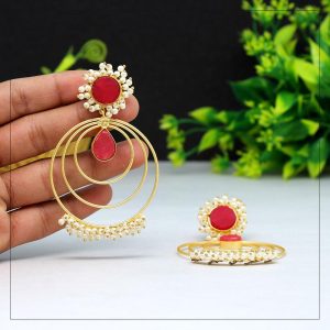 Red Color Amrapali Earrings-0