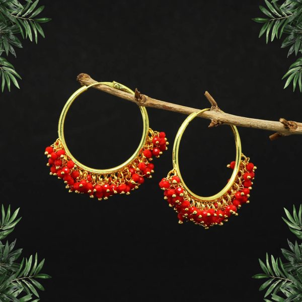 Red Color Antique Hoop Earrings-0