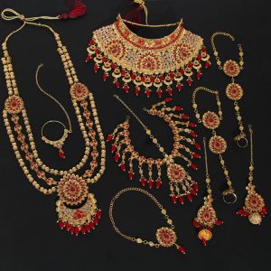 Red Color Kundan Dulhan Set-0