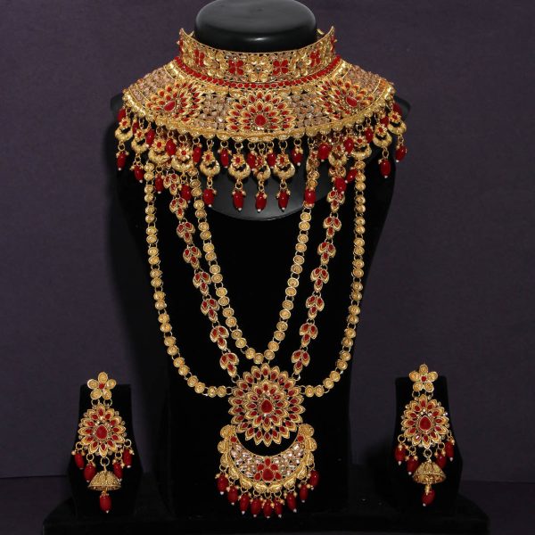 Red Color Kundan Dulhan Set-5457