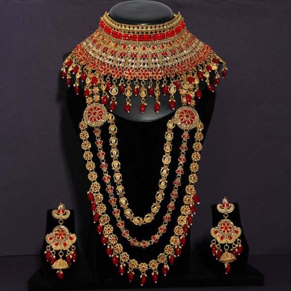 Red Color Kundan Dulhan Set-5475