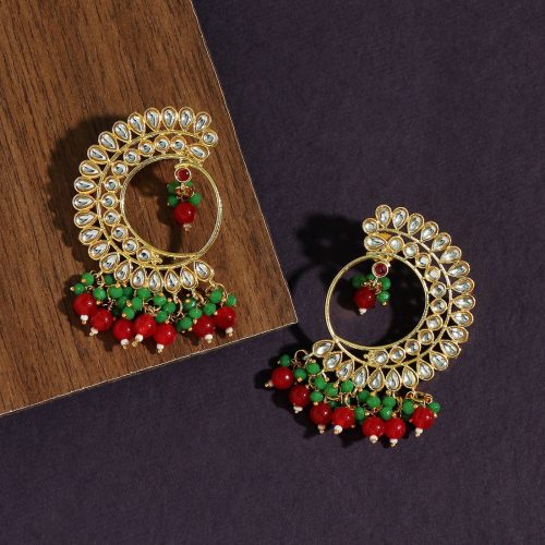 Red Color Kundan Earrings