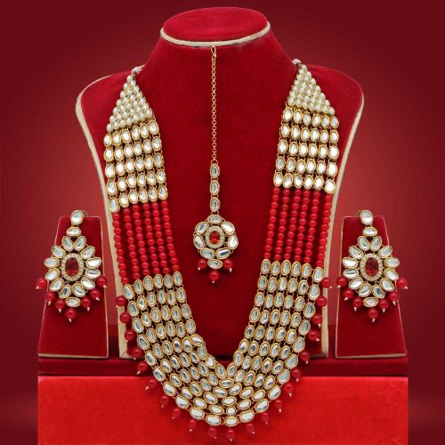 Red Color Kundan Necklace Set