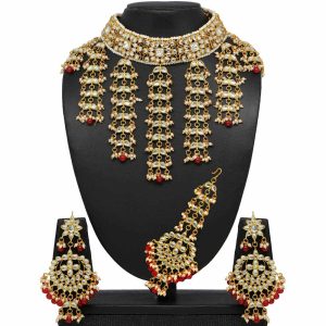 Red Color Kundan Necklace Set-0