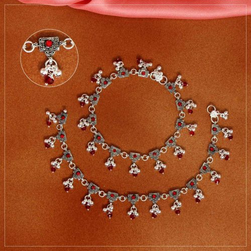Red Color Rhinestone Anklets