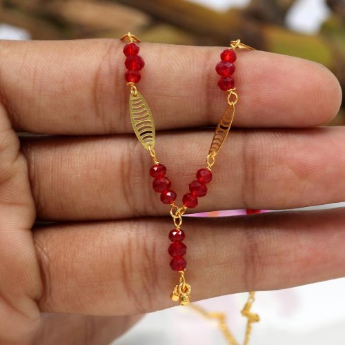 Red Color Rhinestone Traditional Necklace