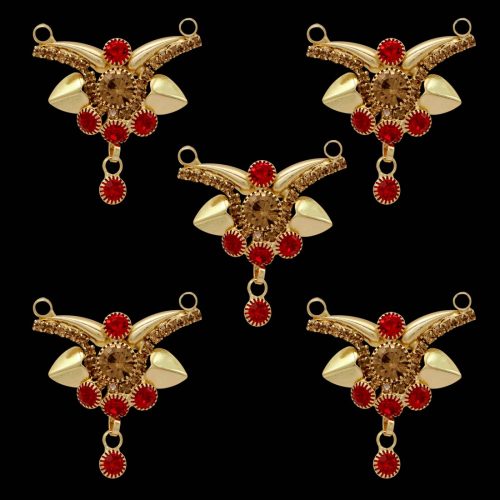 Red & Gold Color Pendants Combo Of 5 Pieces