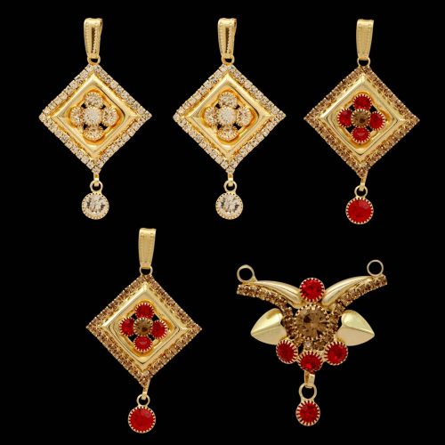 Red & White Color Pendants Locket Combo Of 5 Pieces