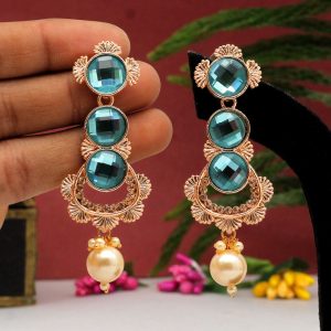 Sea Green Color Antique Earrings-0