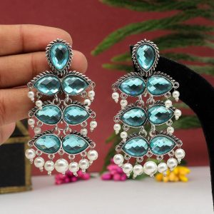 Sea Green Color Antique Earrings-0