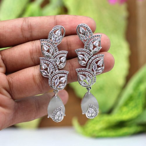 Silver Color American Diamond Earrings