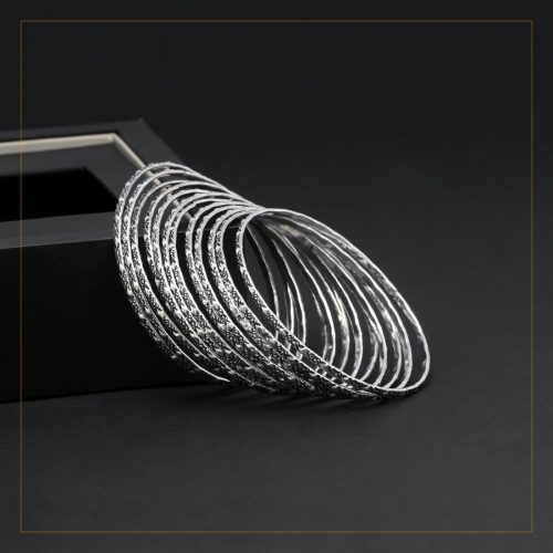 Silver Color Oxidised Bangle Set: 2.10