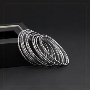 Silver Color Oxidised Bangle Set: 2.10-0