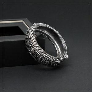 Silver Color Oxidised Bracelet-0