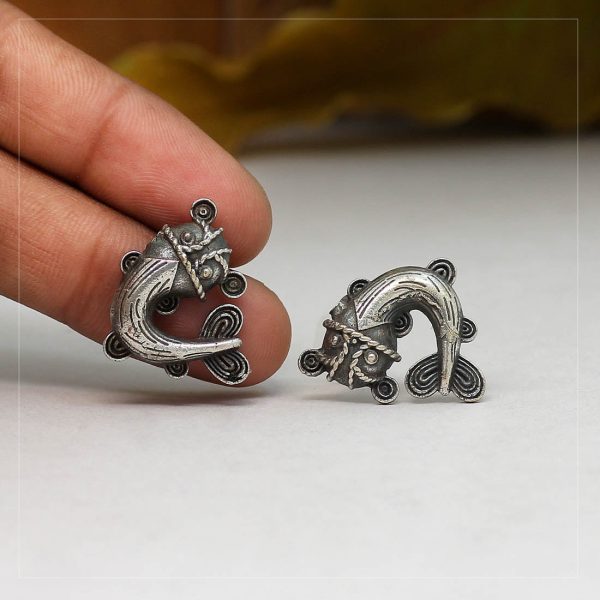 Silver Color Oxidised Earrings-0