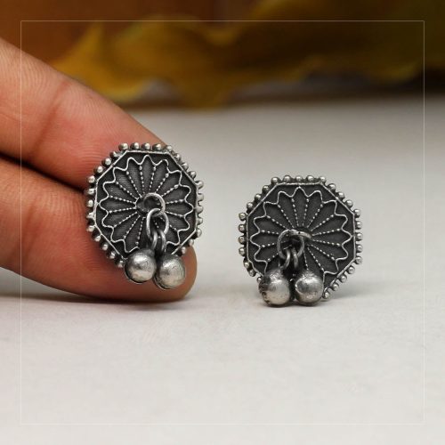 Silver Color Oxidised Earrings