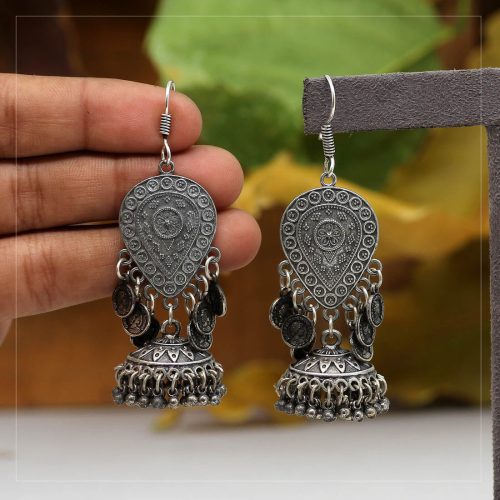 Silver Color Oxidised Earrings