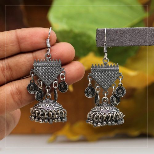 Silver Color Oxidised Earrings