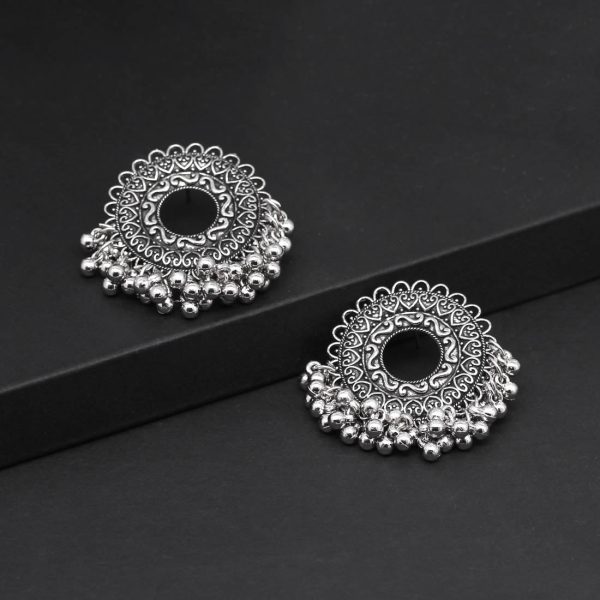Silver Color Oxidised Earrings-12867