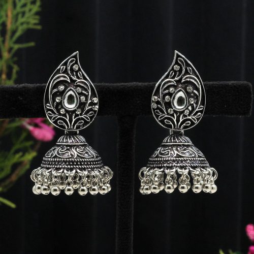 Silver Color Oxidised Earrings