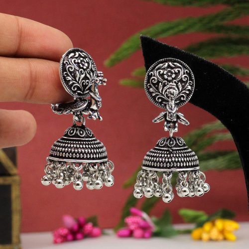 Silver Color Oxidised Earrings