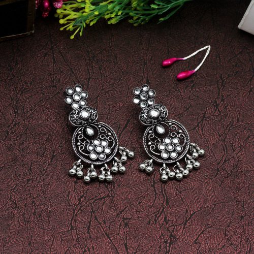 Silver Color Oxidised Earrings