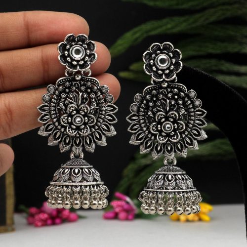 Silver Color Oxidised Earrings