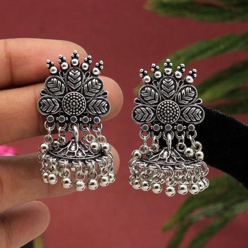 Silver Color Oxidised Earrings