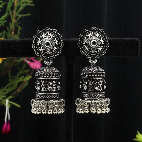 Silver Color Oxidised Earrings