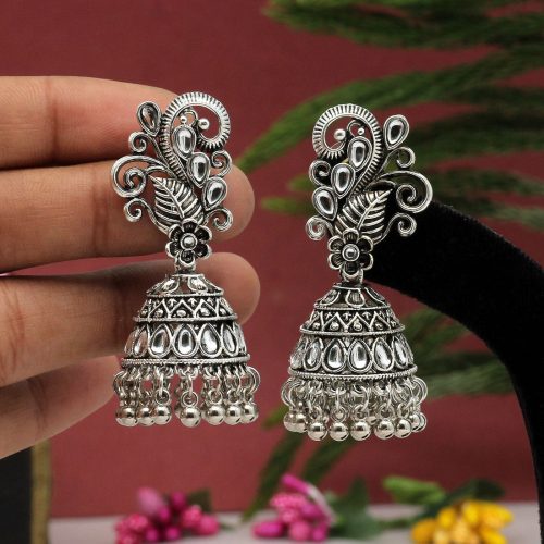 Silver Color Oxidised Earrings