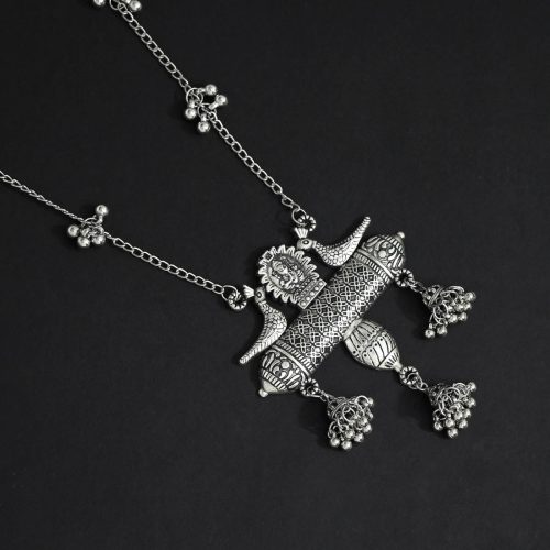 Silver Color Oxidised Necklace