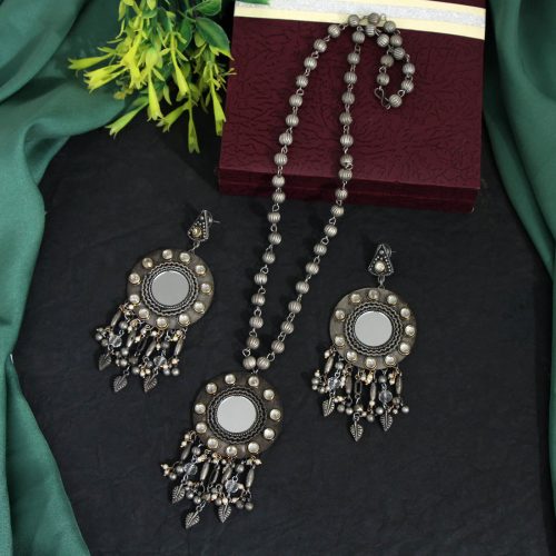 Silver Color Oxidised Necklace Set