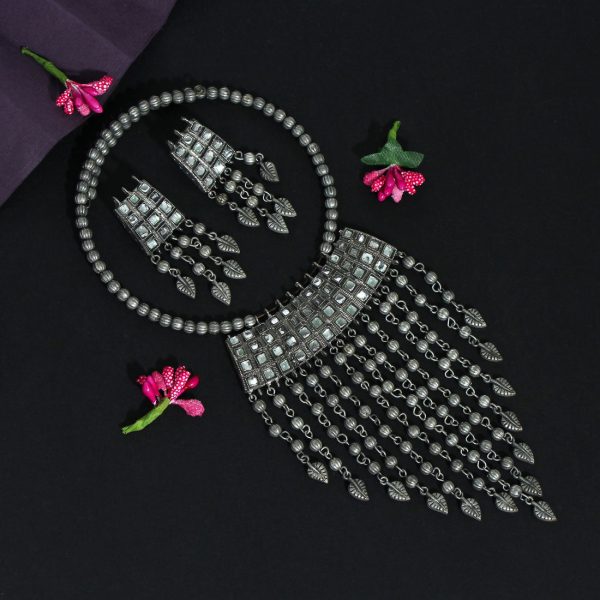 Silver Color Oxidised Necklace Set-5083