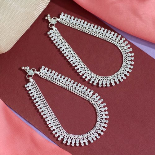 Silver Color Rhinestone Anklets