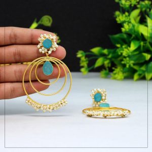 Sky Blue Color Amrapali Earrings-0