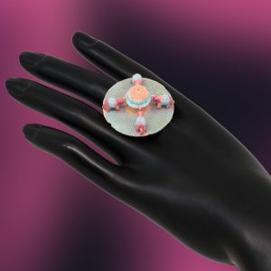 Sky Blue Color Mint Meena Finger Ring For Women-0