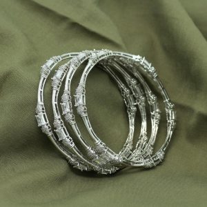 White Color American Diamond Bangle Set Size: 2.10-0