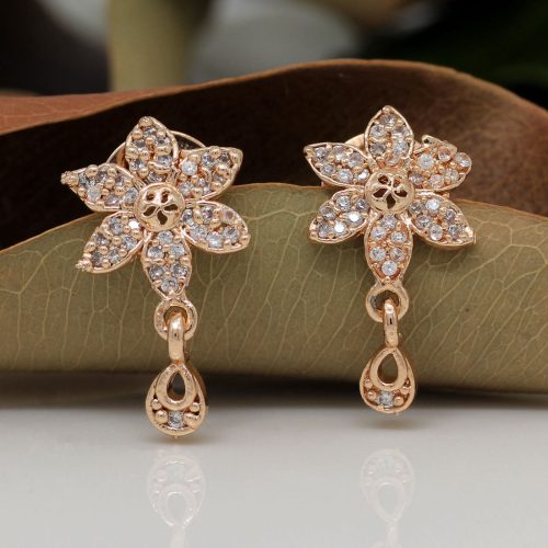 White Color American Diamond Earrings