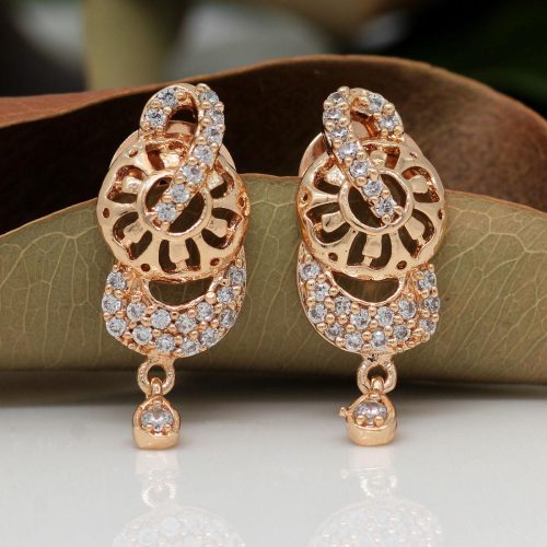 White Color American Diamond Earrings