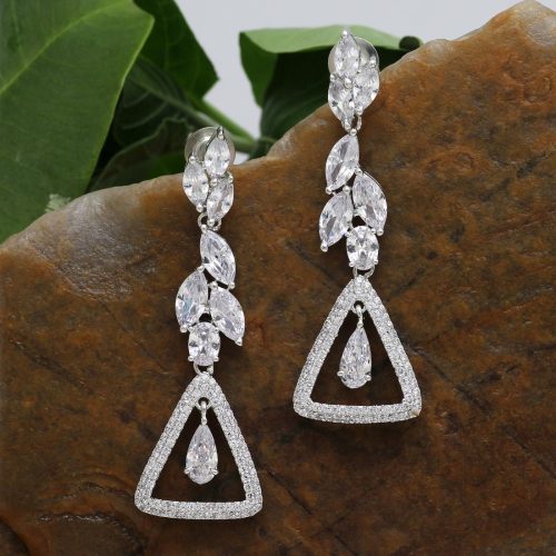 White Color American Diamond Earrings