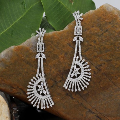 White Color American Diamond Earrings