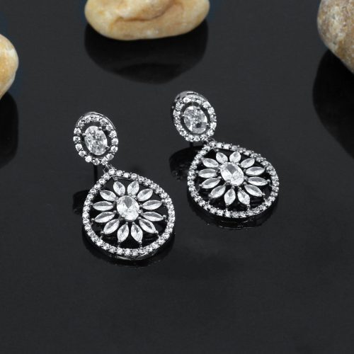 White Color American Diamond Earrings