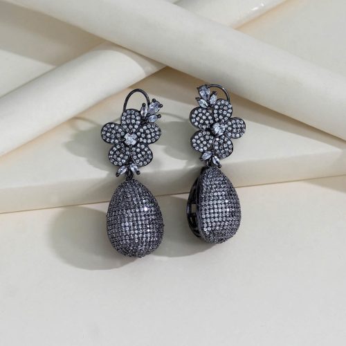 White Color American Diamond Earrings